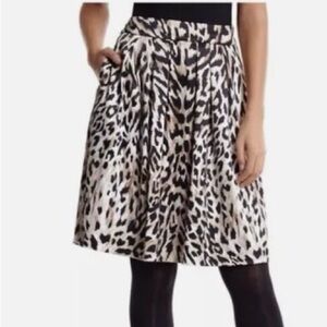 White House Black Market Leopard Print A-Line Skirt